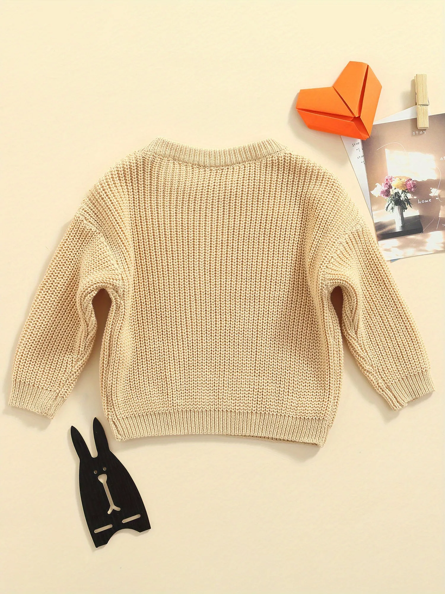 Baby Girls Boys Autumn Winter Knit Sweater Solid Color Long Sleeve Crewneck Knitwear