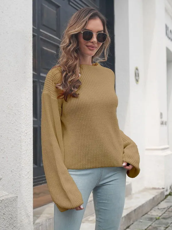 Balloon Sleeve Turtleneck Knit Sweaters