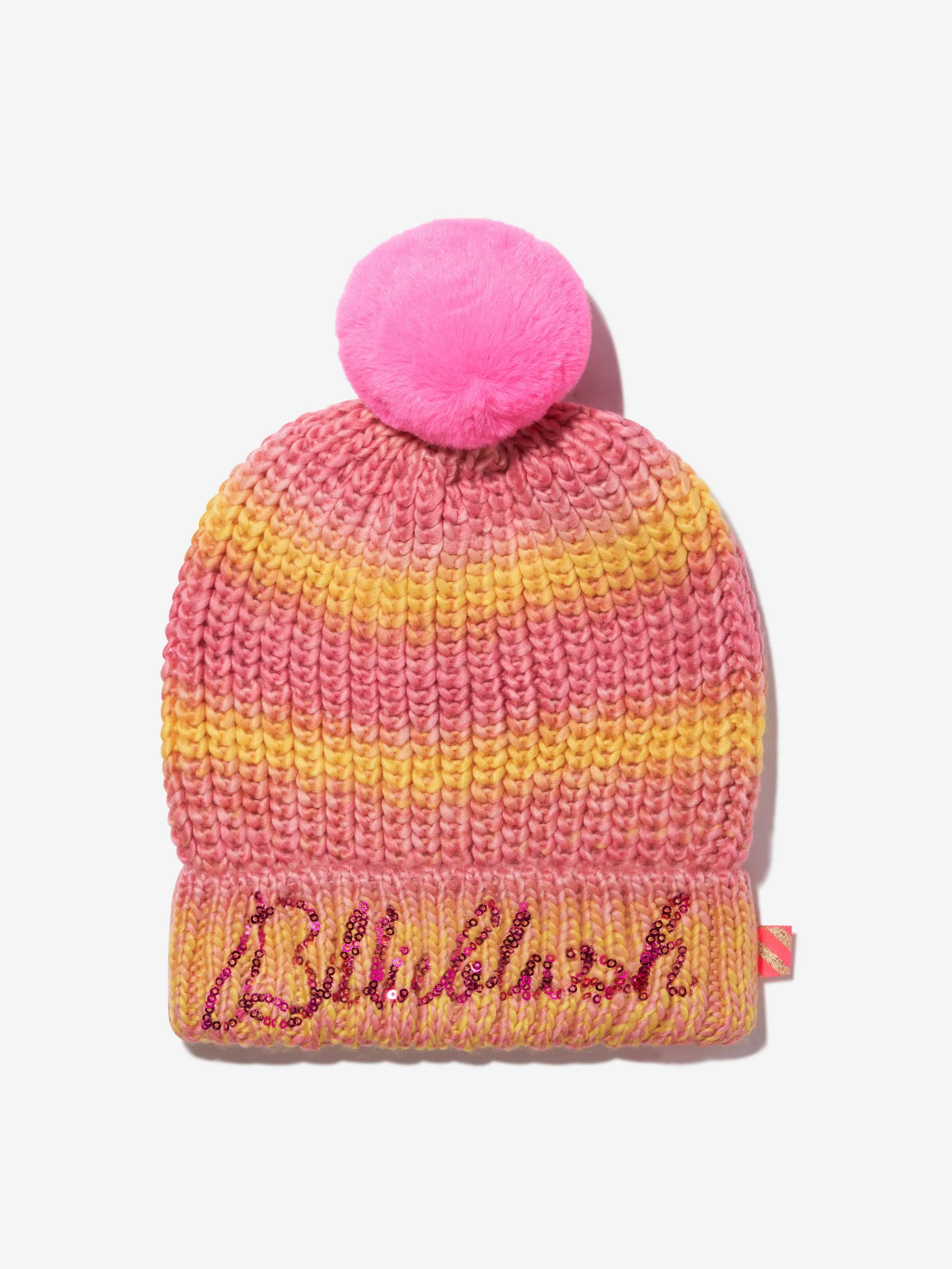 Billieblush Girls Striped Bobble Hat in Lilac