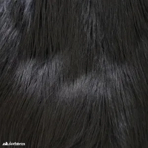 Black Shaggy Mohair Faux Fur Fabric/ 3-4 Inches Long Pile