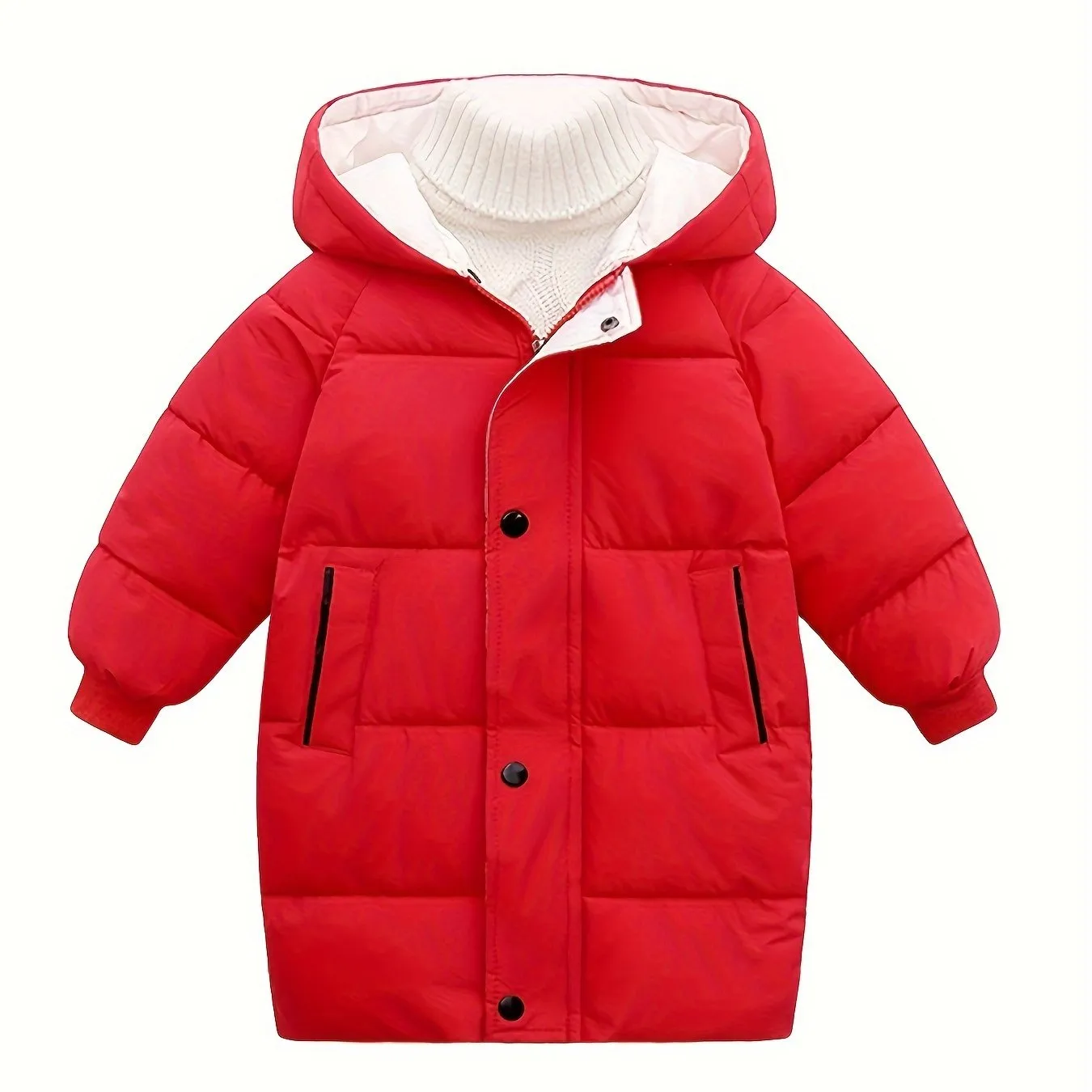 Boys Girls Winter Hooded Long Down Coats Outwear Kids Windproof Puffer Jackets Padded Parka Outwear 4-9T