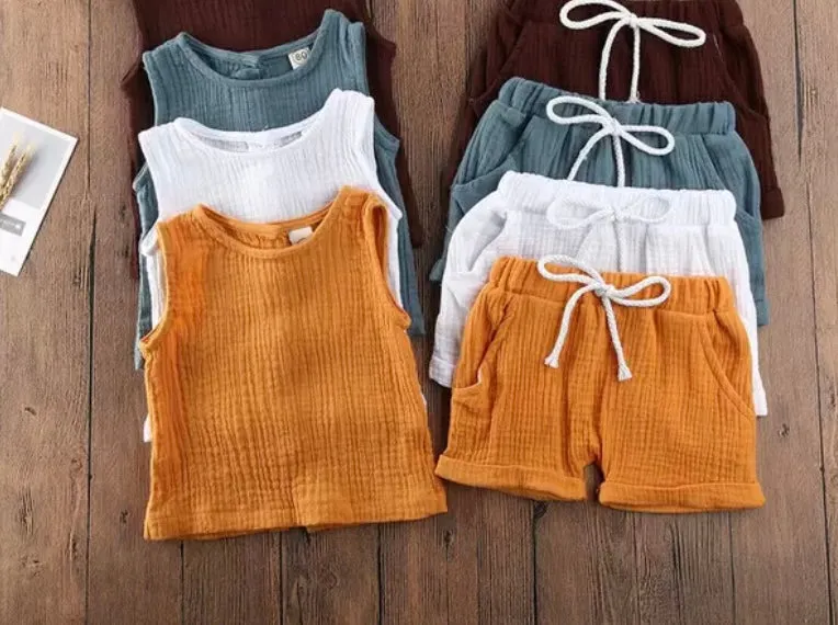 Boys Muslin Shorts & Tank Set