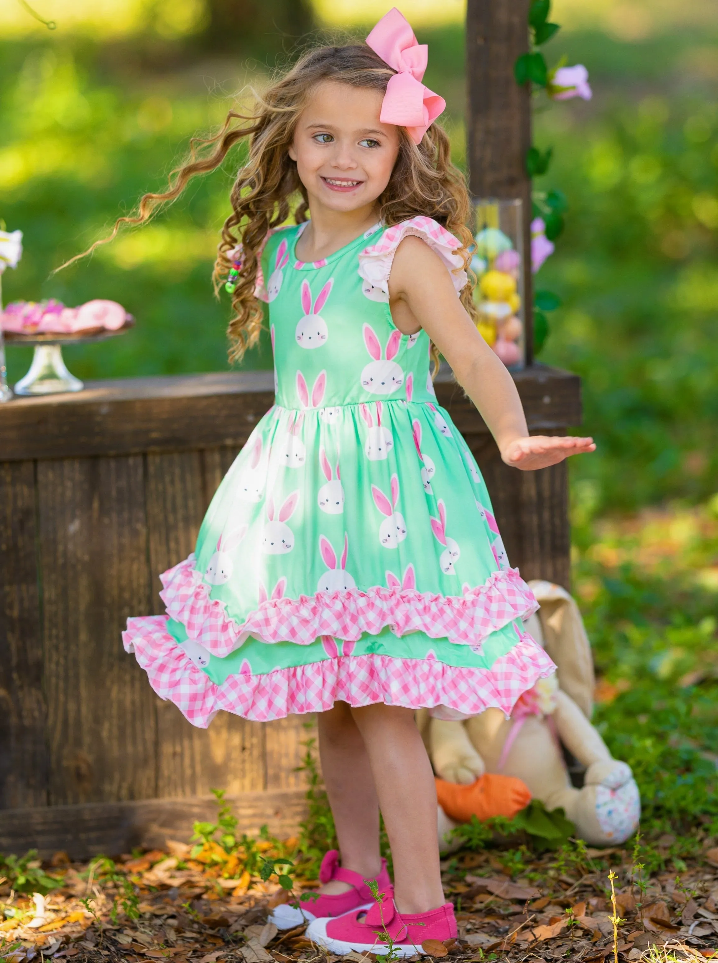 Bunny Gingham Tiered Dress