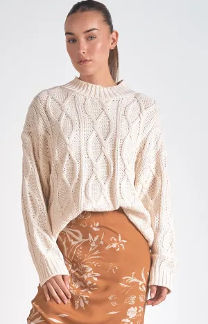 CABLE KNIT CREWNECK SWEATER