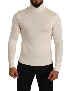 Dolce & Gabbana Cream Cashmere Turtleneck Pullover Sweater