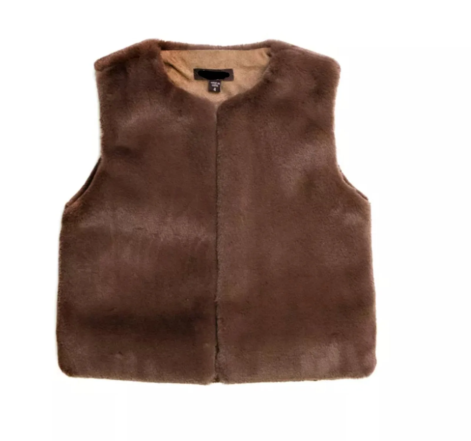 Eva Girls Faux Fur Vest - OAK BROWN