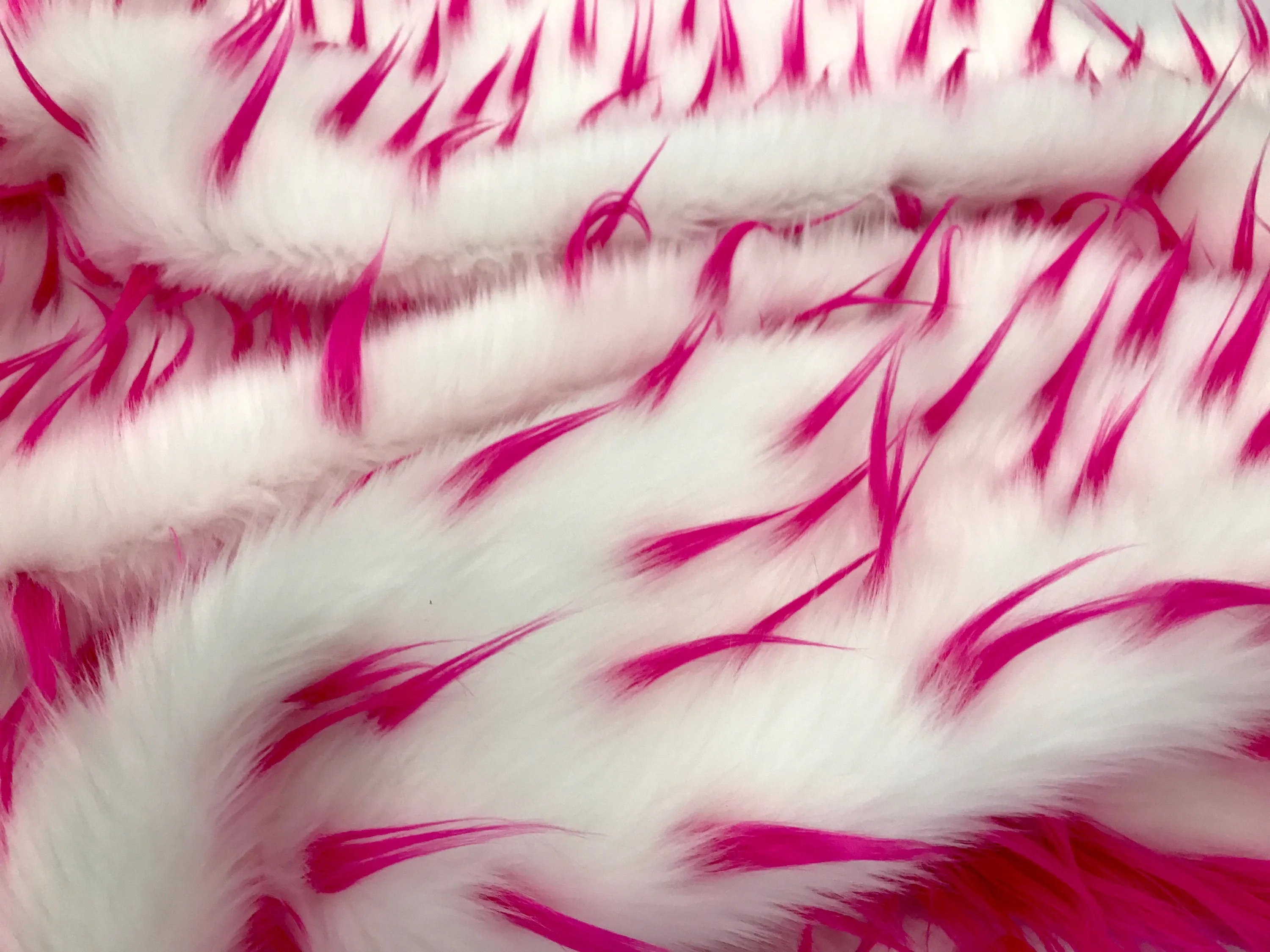 Fuchsia spikes on a white multi color Faux fun fur-60" wide-apparel-fashion-decorations-jackets-upholstery-sold by the yard.