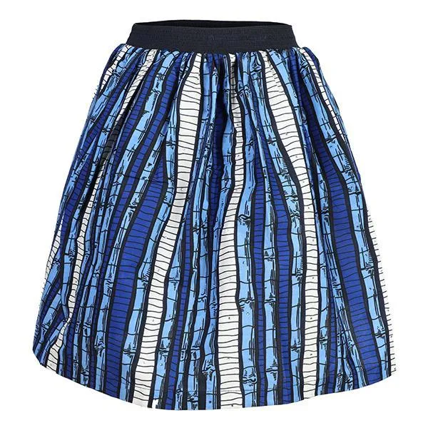 GIRLS ANKARA SKIRT - BLUE AND WHITE