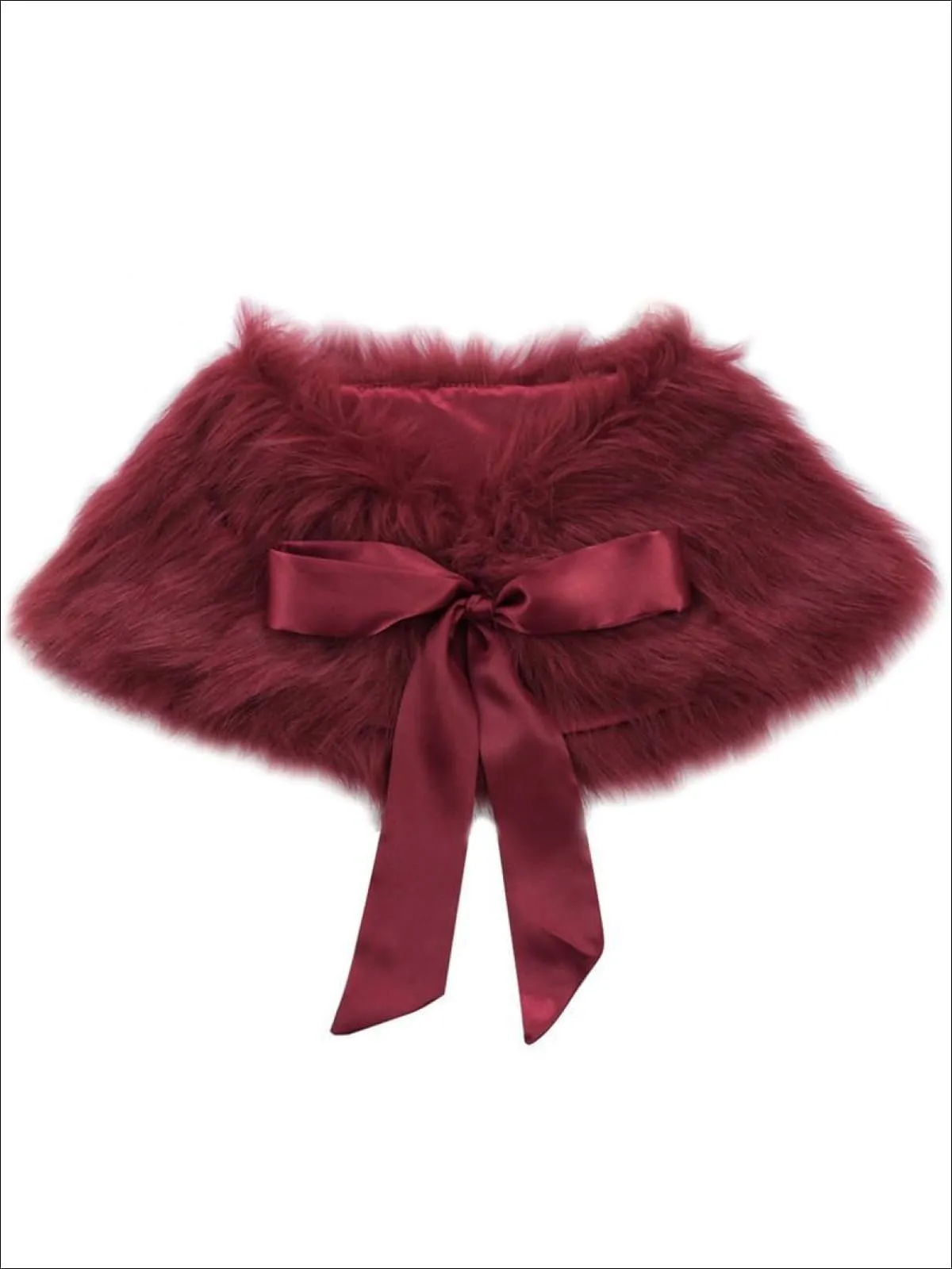 Girls Burgundy Faux Fur Princess Cloak/Bolero