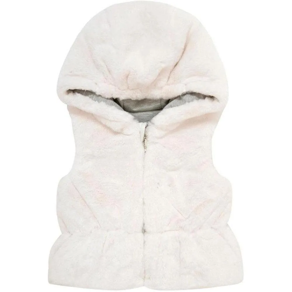 Girls Ivory Faux Fur Gillet