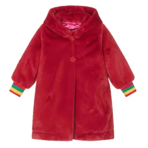 Girls Red Faux Fur Coat