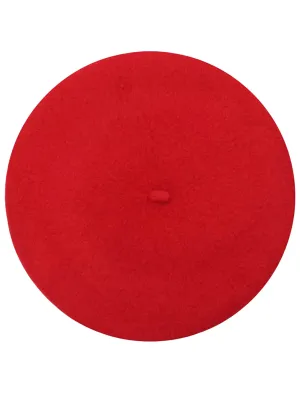 Girls Wool Basic Beret Red