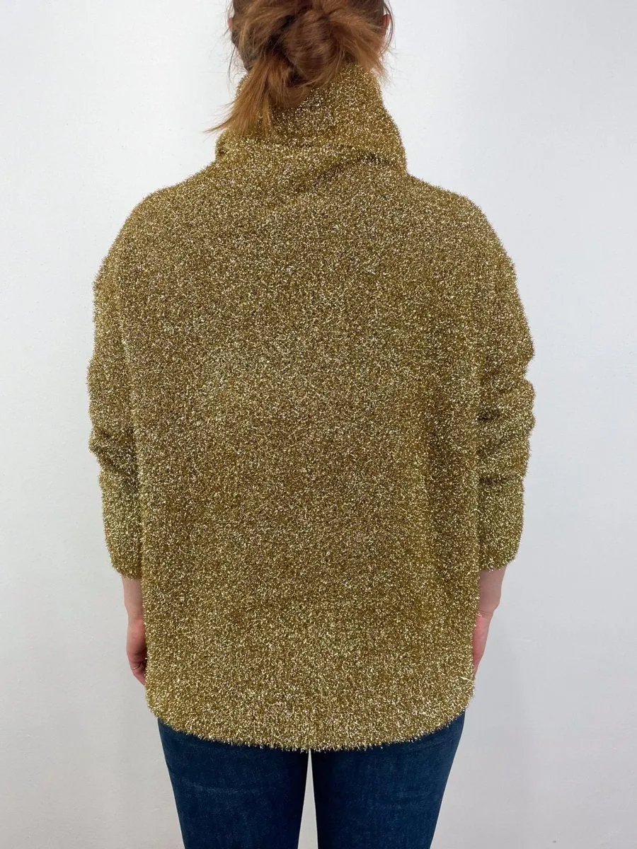 Gretchen Turtleneck in Gold Metallic