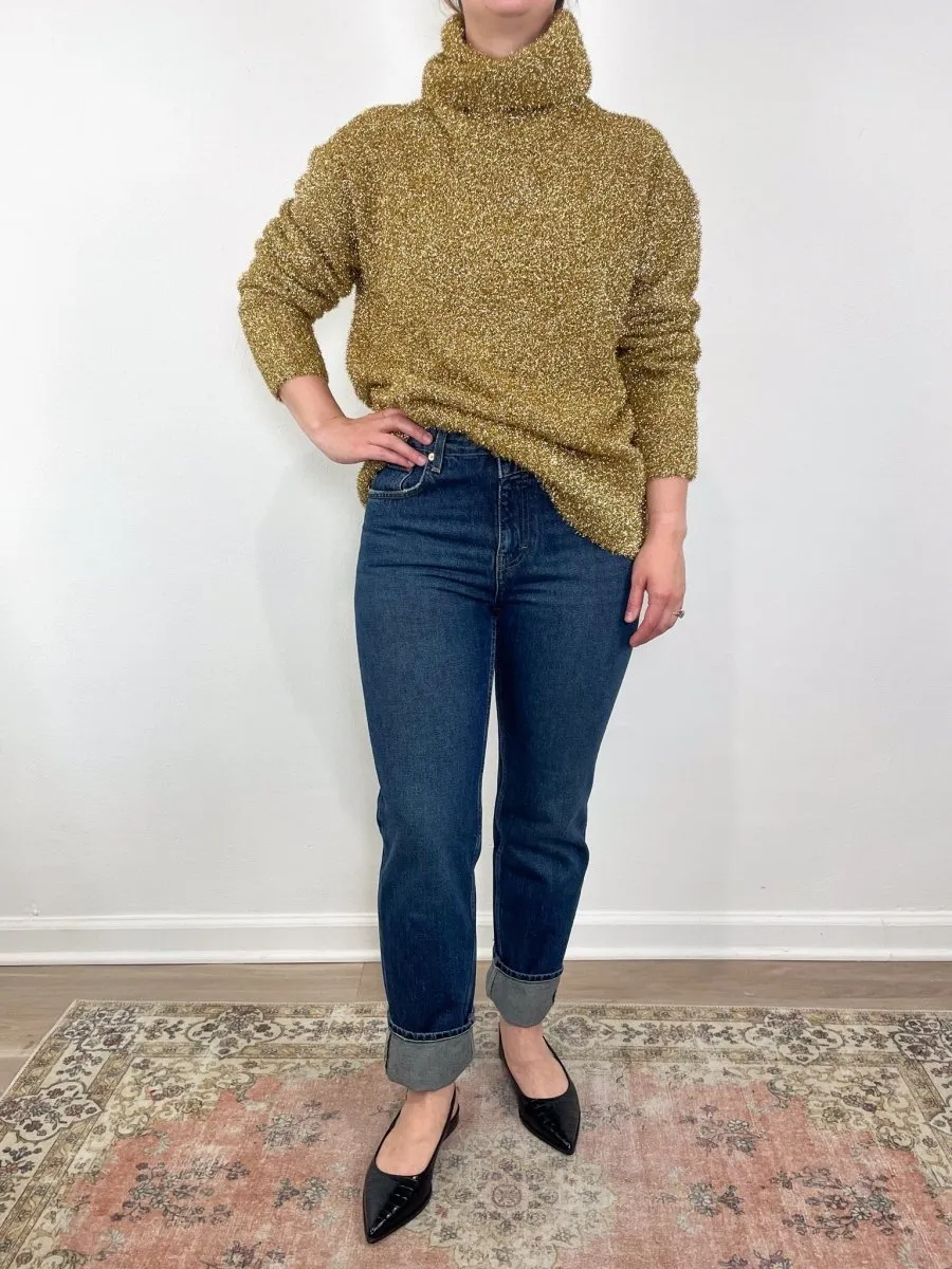 Gretchen Turtleneck in Gold Metallic