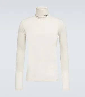 Jil Sander Logo Turtleneck Sweater, White