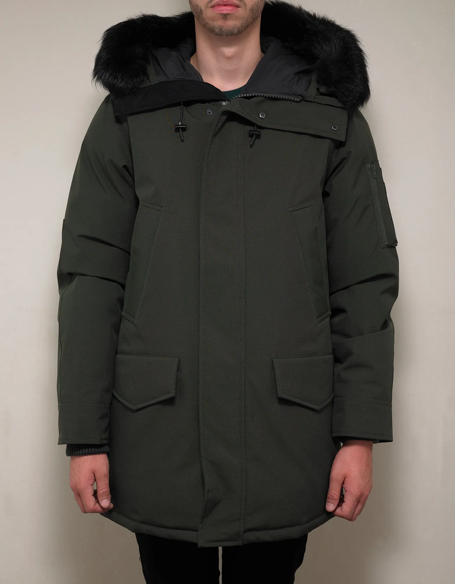 Khaki Long Down Parka Jacket