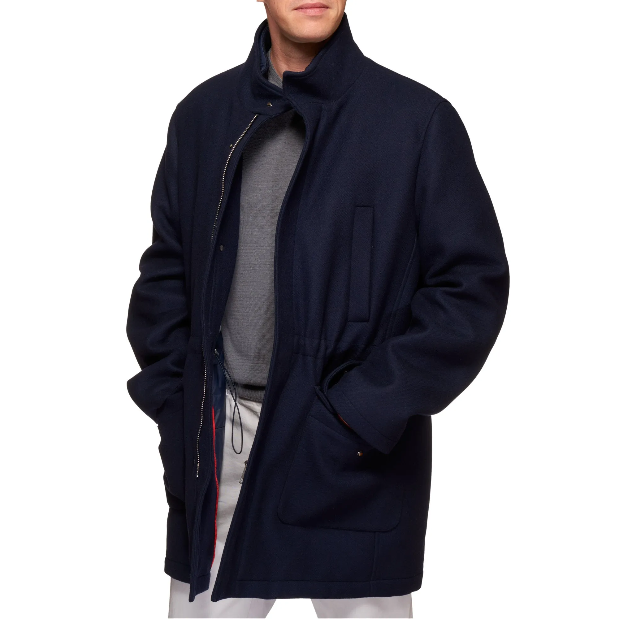 KITON KIRED "Pizzo" Navy Blue Wool-Cashmere Padded Parka Jacket Coat