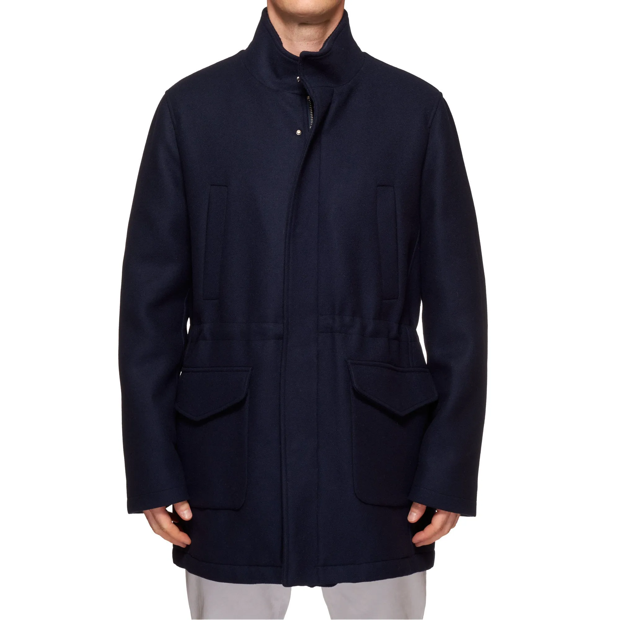 KITON KIRED "Pizzo" Navy Blue Wool-Cashmere Padded Parka Jacket Coat