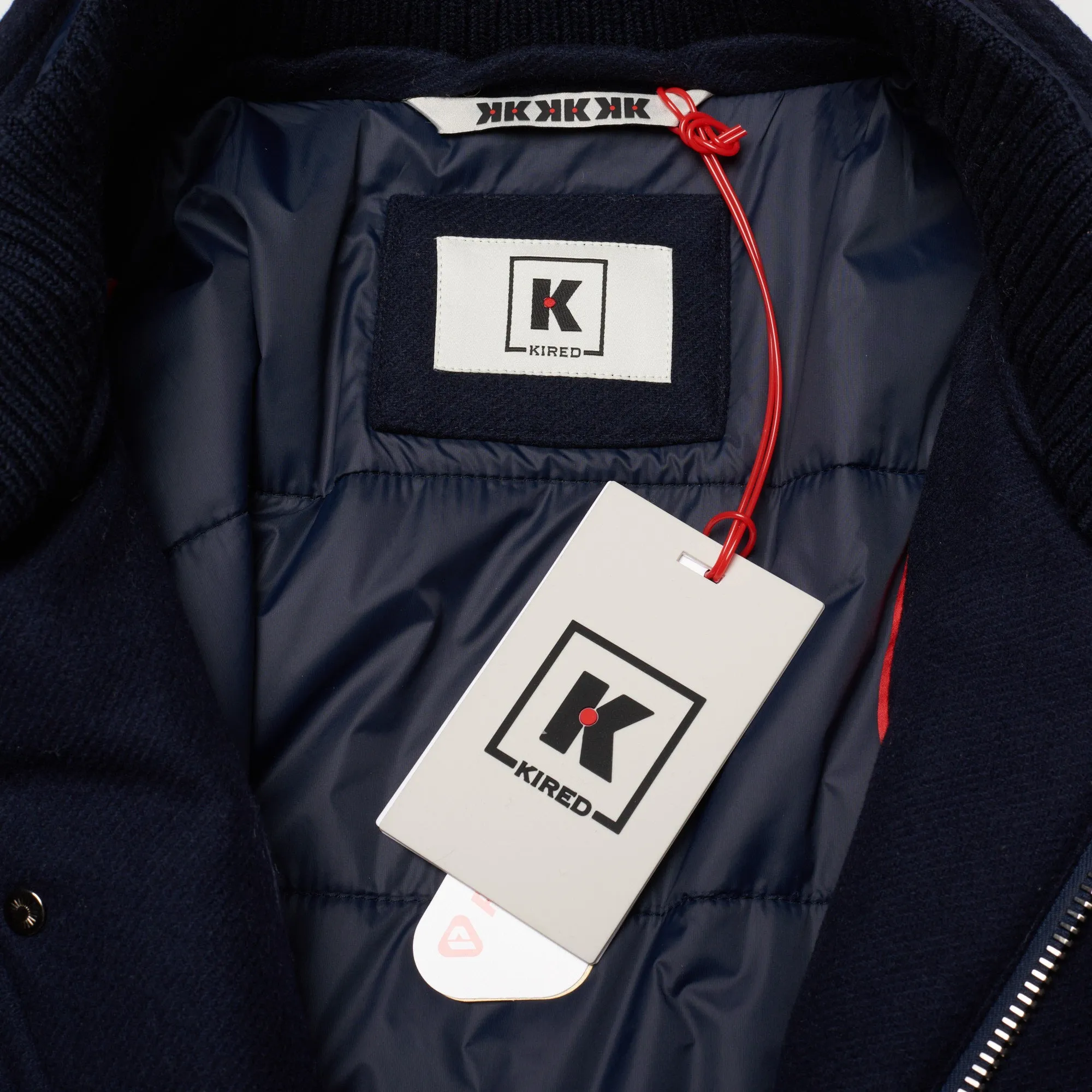 KITON KIRED "Pizzo" Navy Blue Wool-Cashmere Padded Parka Jacket Coat