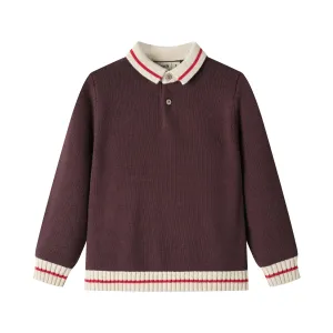 KNIT SWEATER WITH CONTRAST COLLAR-MULBERRY