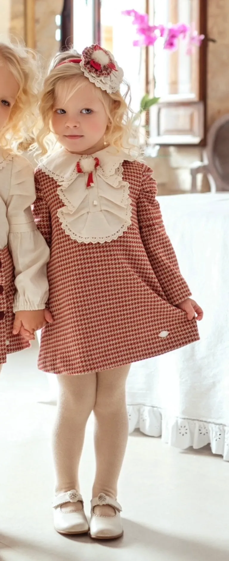 Miranda AW24 - Girls Red & Cream Check Dress 247V