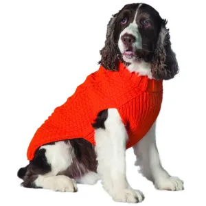 Orange Cable Wool Dog Sweater Medium