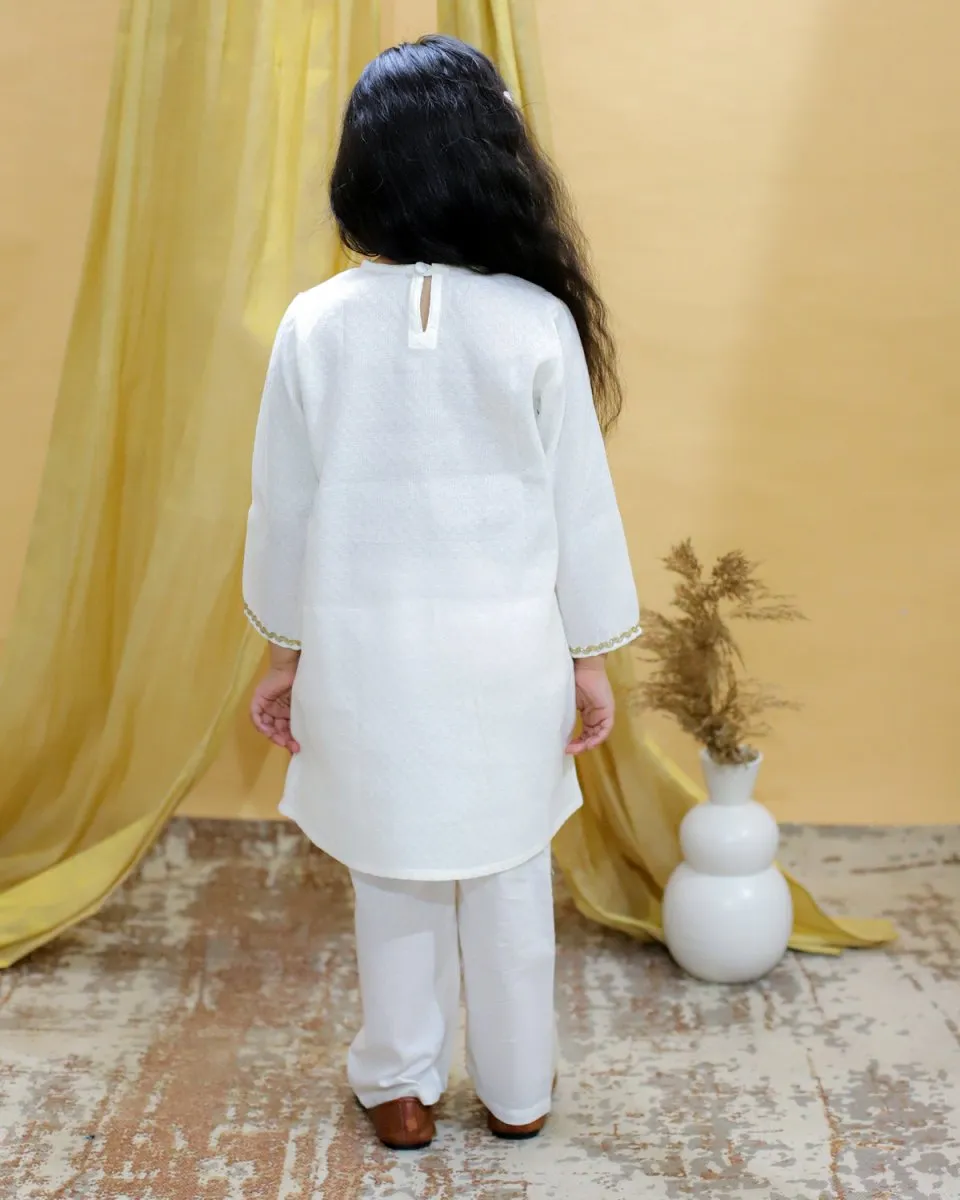 Regal White Girls Kurta Pajama