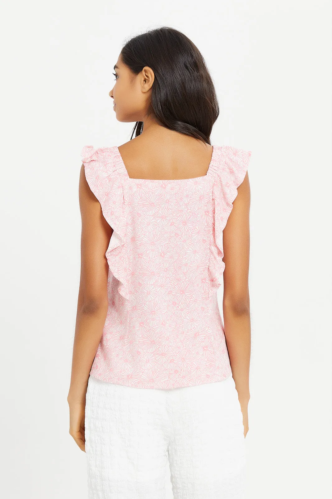 Senior Girls Pink Floral Blouse