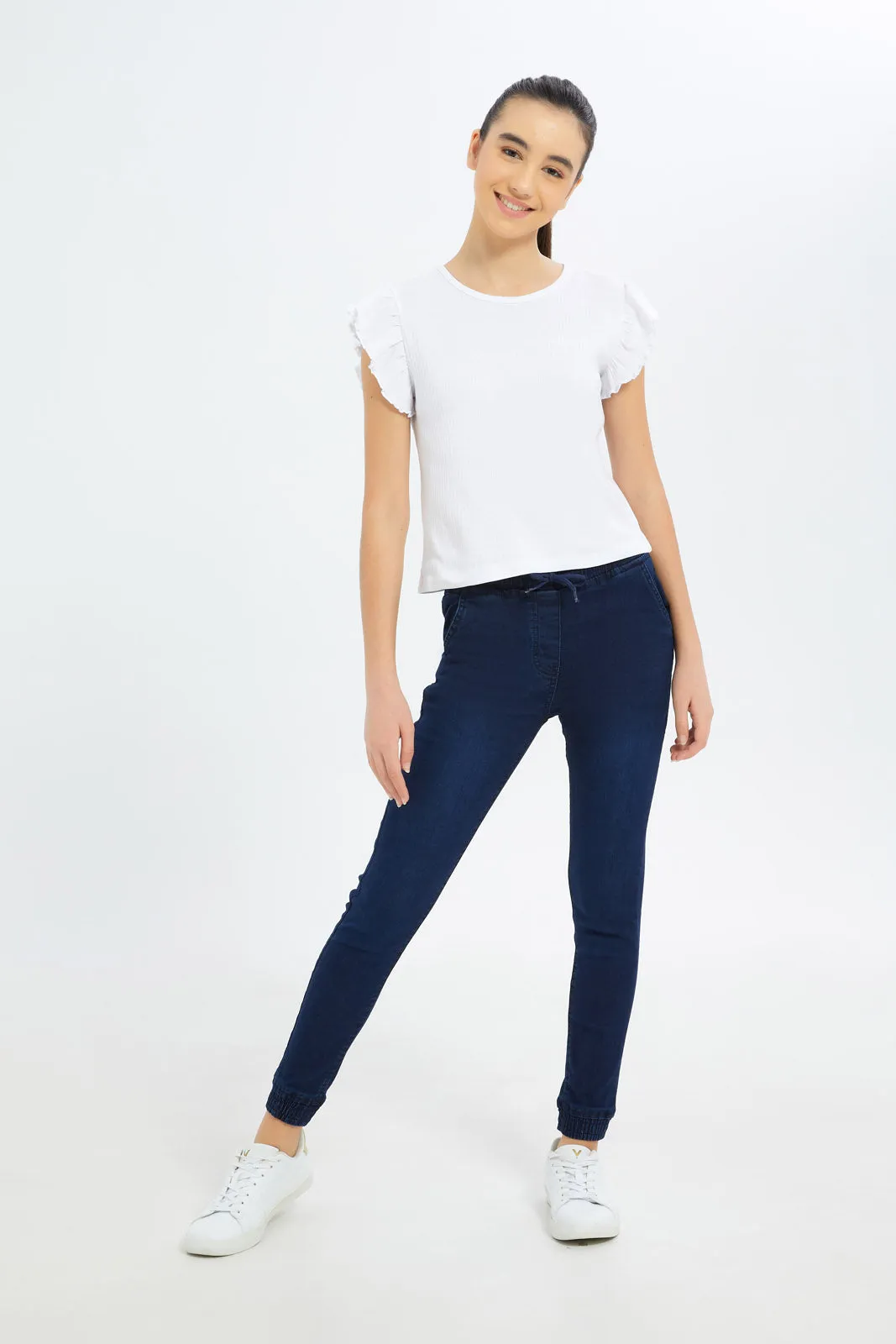 Seniro Girls Navy Knitted Joggers