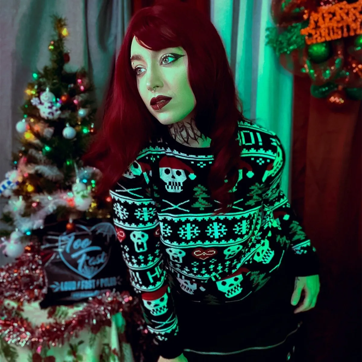 Skulls Ho Ho Ho Knit Christmas Sweater