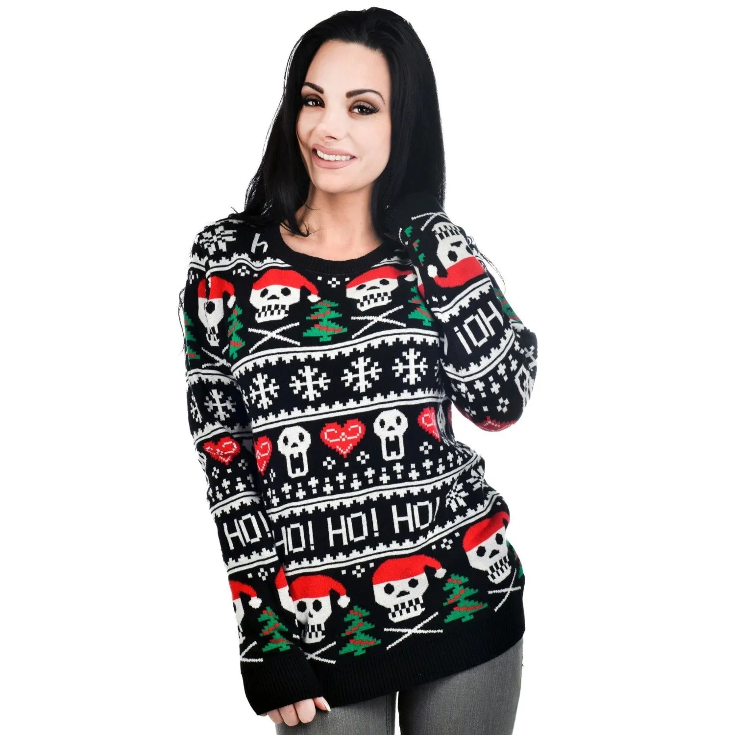 Skulls Ho Ho Ho Knit Christmas Sweater