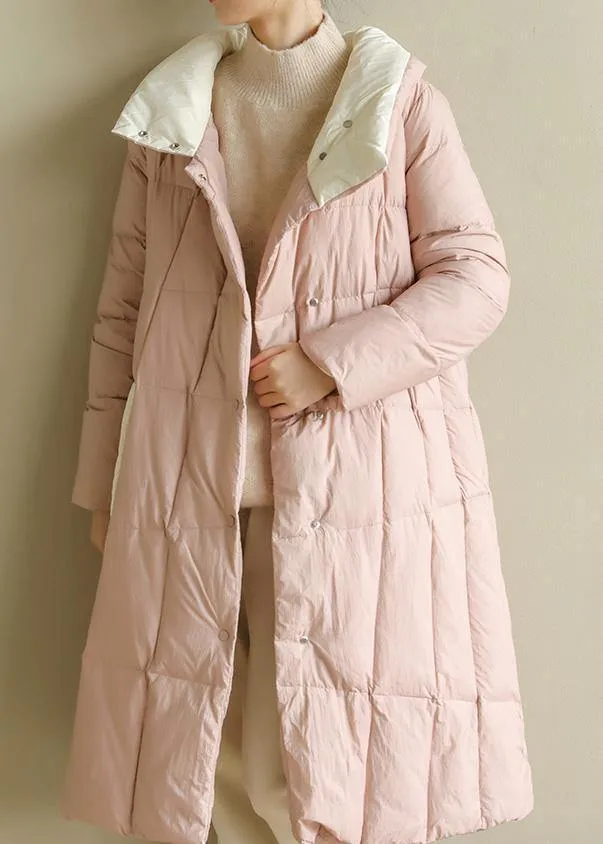 women pink warm winter coat plus size clothing patchwork womens parka stand collar fine coats