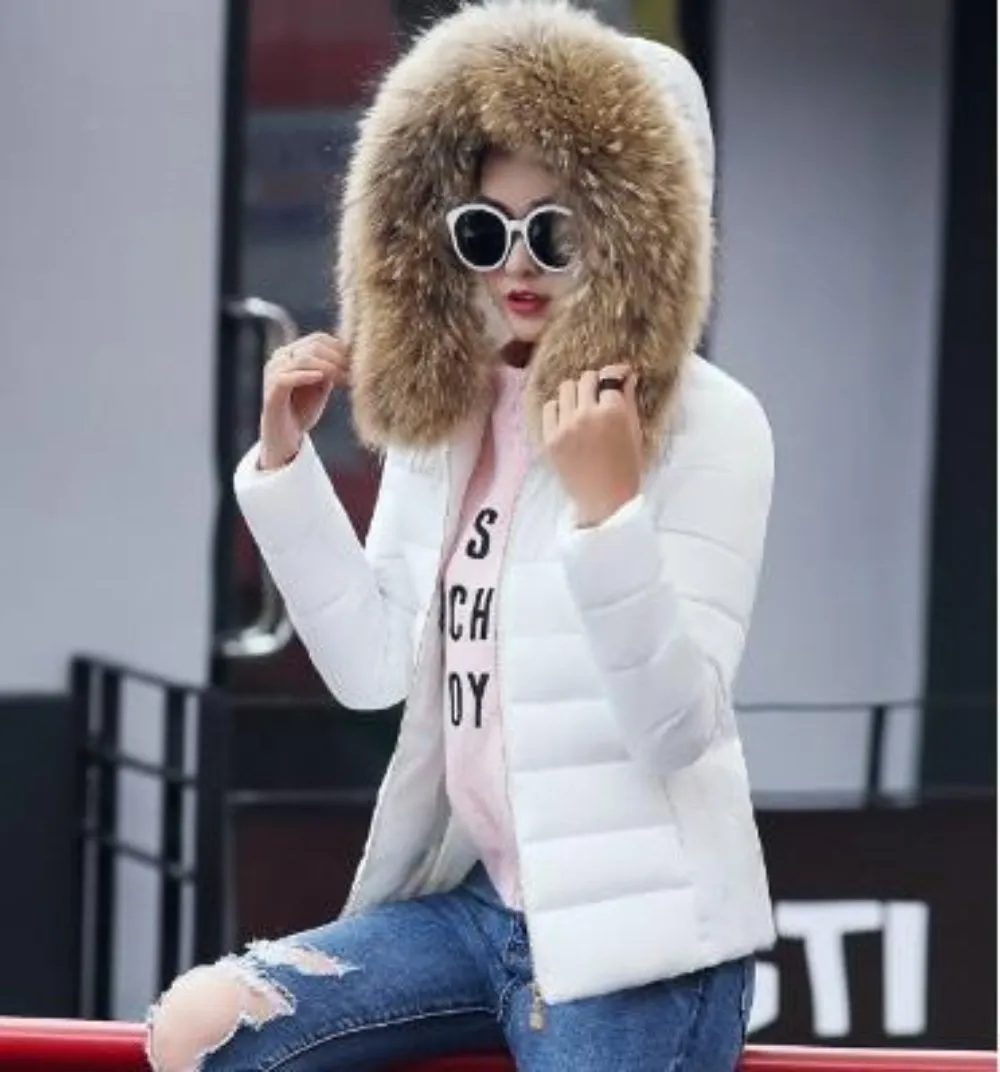 Womens Hooded Slim Fit Winter Zip Up Short Coat in White